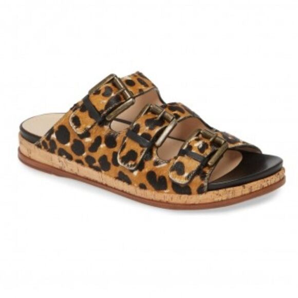 JOHNSTON & MURPHY JULIA LEOPARD PRINT Slide Sandals - Picture 1 of 11